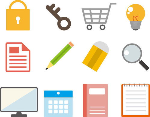 办公用品图标矢量素材 高效构建专业视觉体系